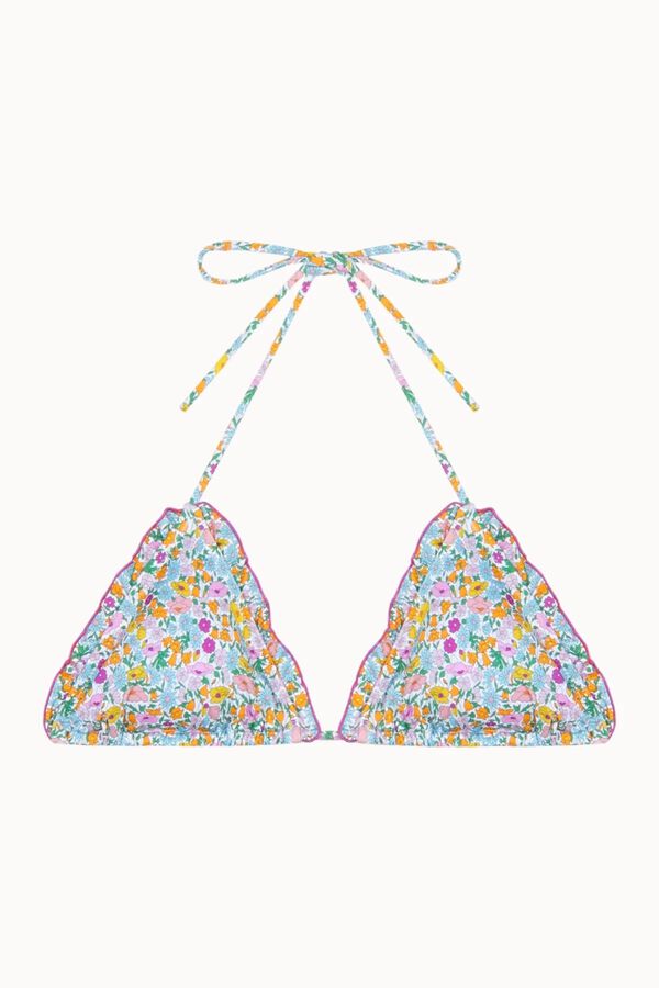 Bohodot Floral ruffle triangle bikini top printed