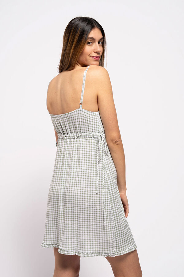 Ohma! Gingham print nursing cami nightgown white