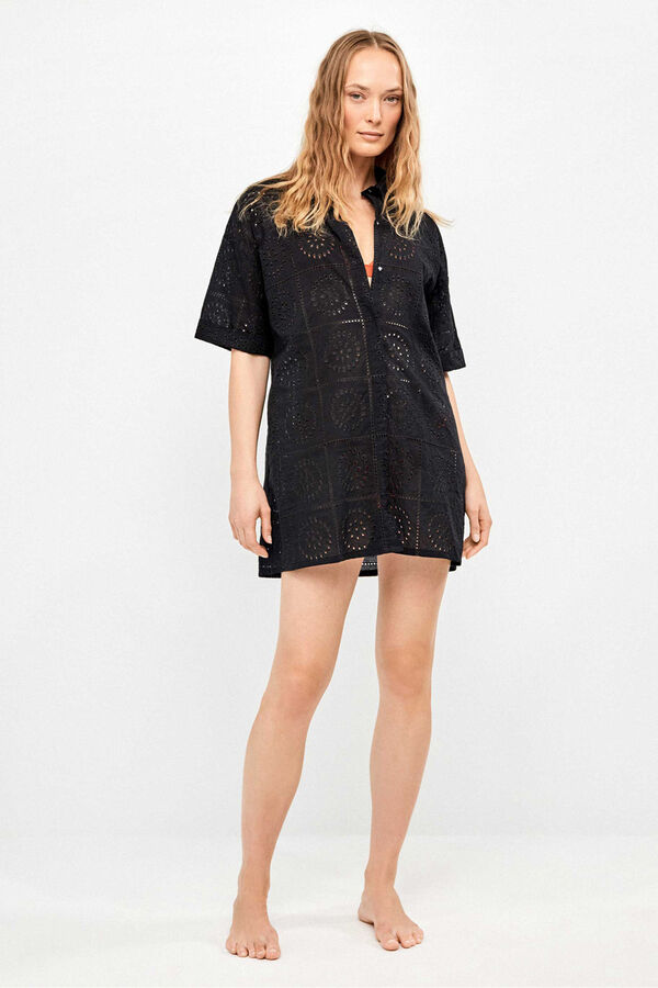 Gisela Camisola 100% algod&oacute;n brocado negro