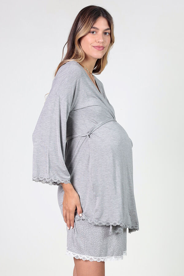 Womensecret Maternity robe with lace details grey