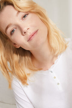 Womensecret Long-sleeved white cotton t-shirt white