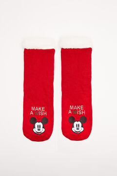 Womensecret Red Mickey Mouse fluffy knit socks red