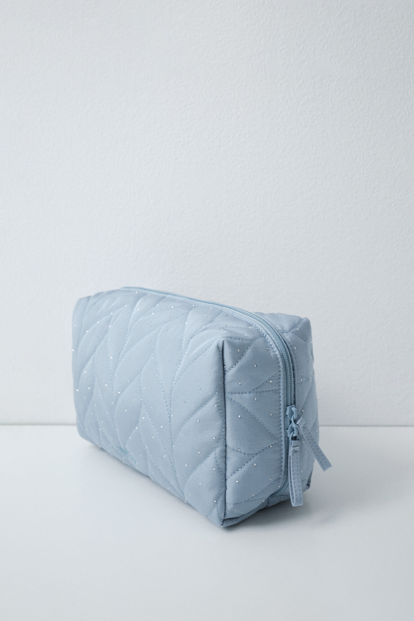 Women'secret Trousse de toilette portefeuille grande matelass&eacute;e bleue