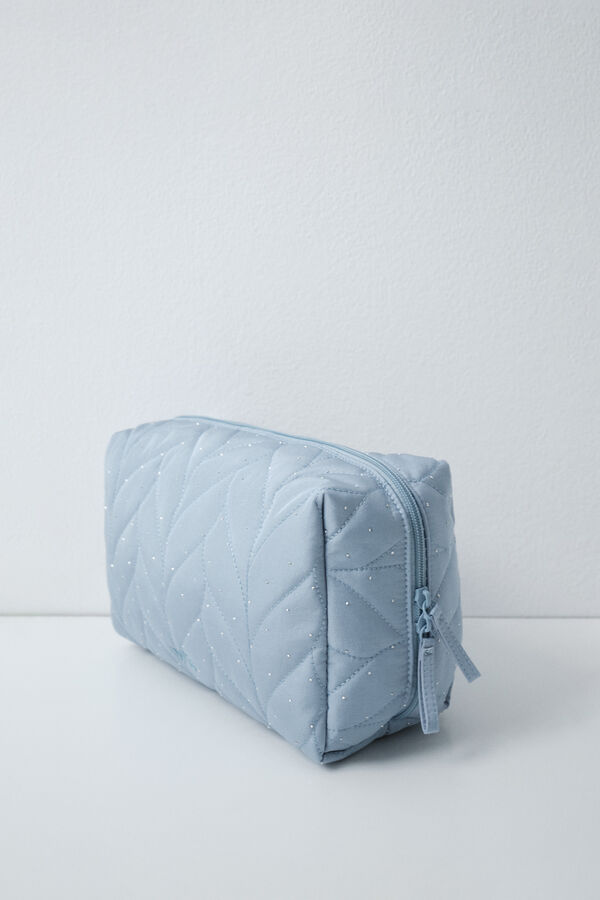 Women'secret Trousse de toilette portefeuille grande matelass&eacute;e bleue bleu