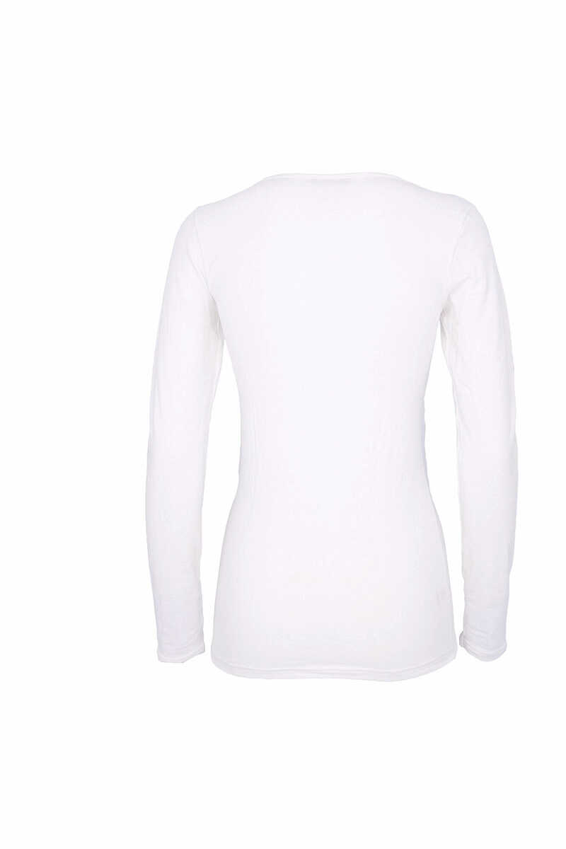 Womensecret Women's thermal V-neck long-sleeved T-shirt white