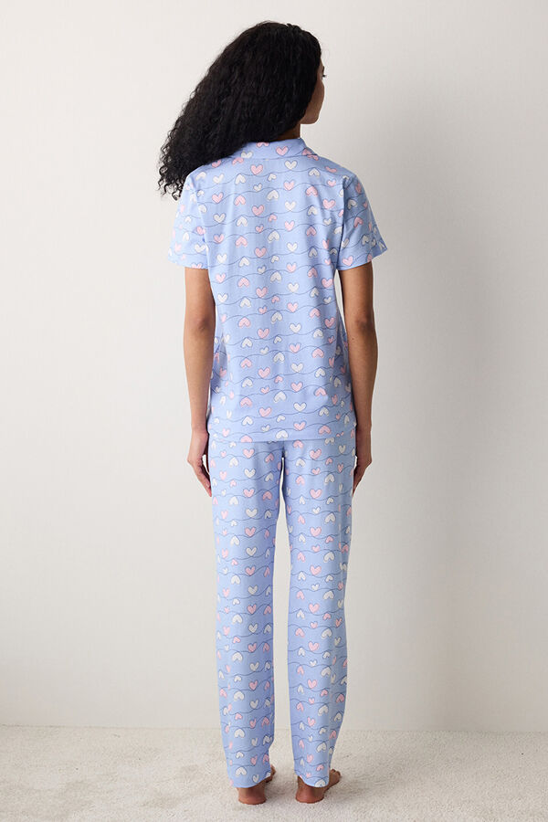 Penti Conjunto de pijama largo camisero azul corazones azul