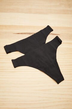 Womensecret Cotton Thong  2-Pack fekete