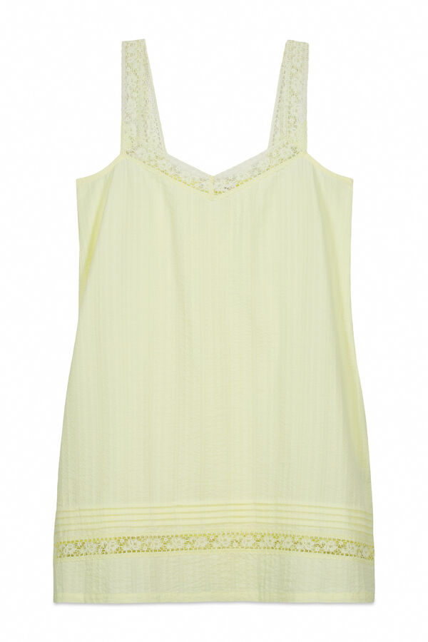 Women'secret Yellow cotton lace short nightgown printed