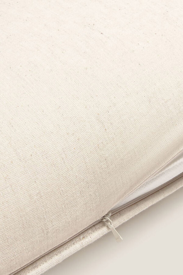 Textura Funda cojín algodón flores bordadas beige