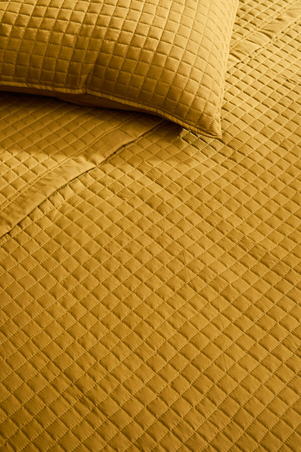 Calma House Narbonne Senf helle Bettdecke mit Print