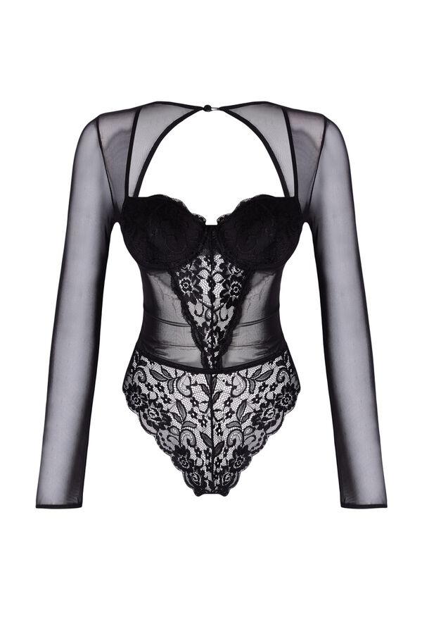 Trendyol Elegant Lace Bodysuit Bodycon black