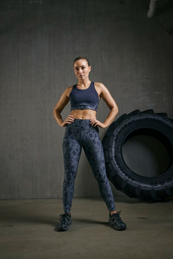 Only Play Printed ankle length leggings with side pocket B-Dry blue