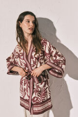 Women'secret Maroon print kimono printed