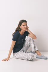 Women'secret Floral print cotton long trousers blue