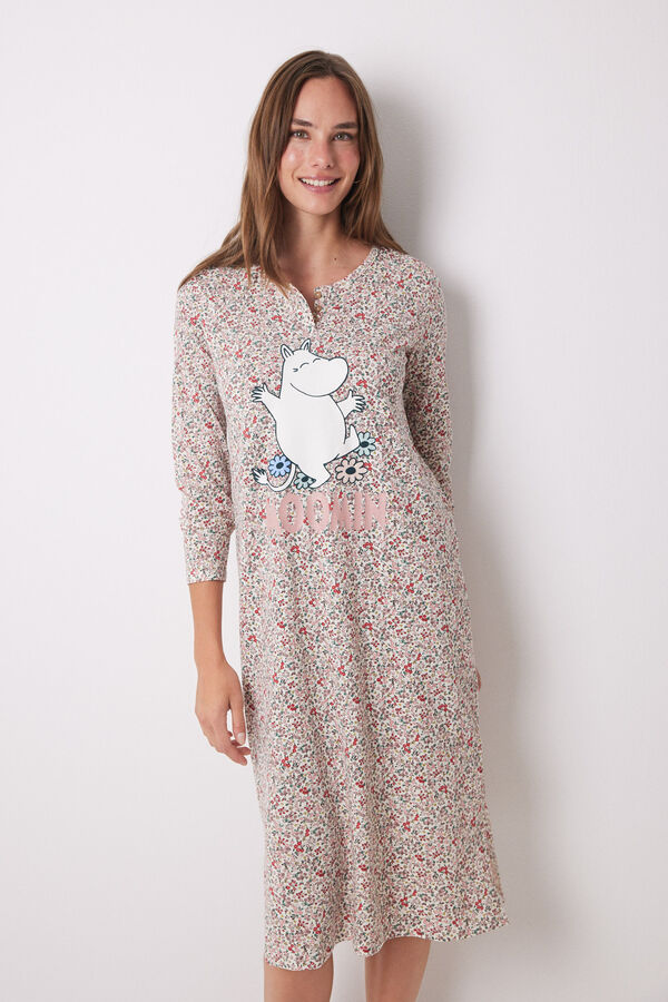 Womensecret Camisón midi 100% algodón Moomin rosa