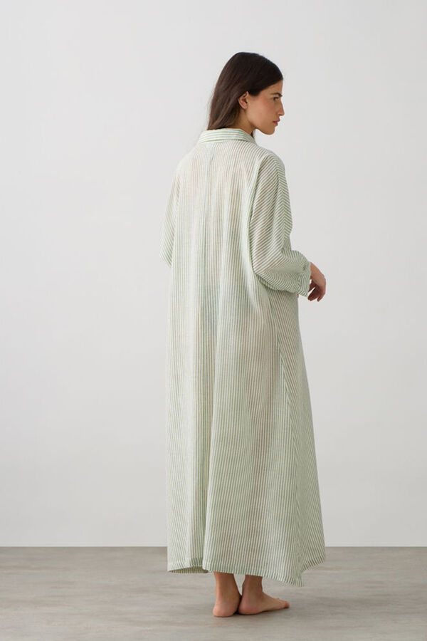 Textura T&uacute;nica algod&oacute;n rayas verde