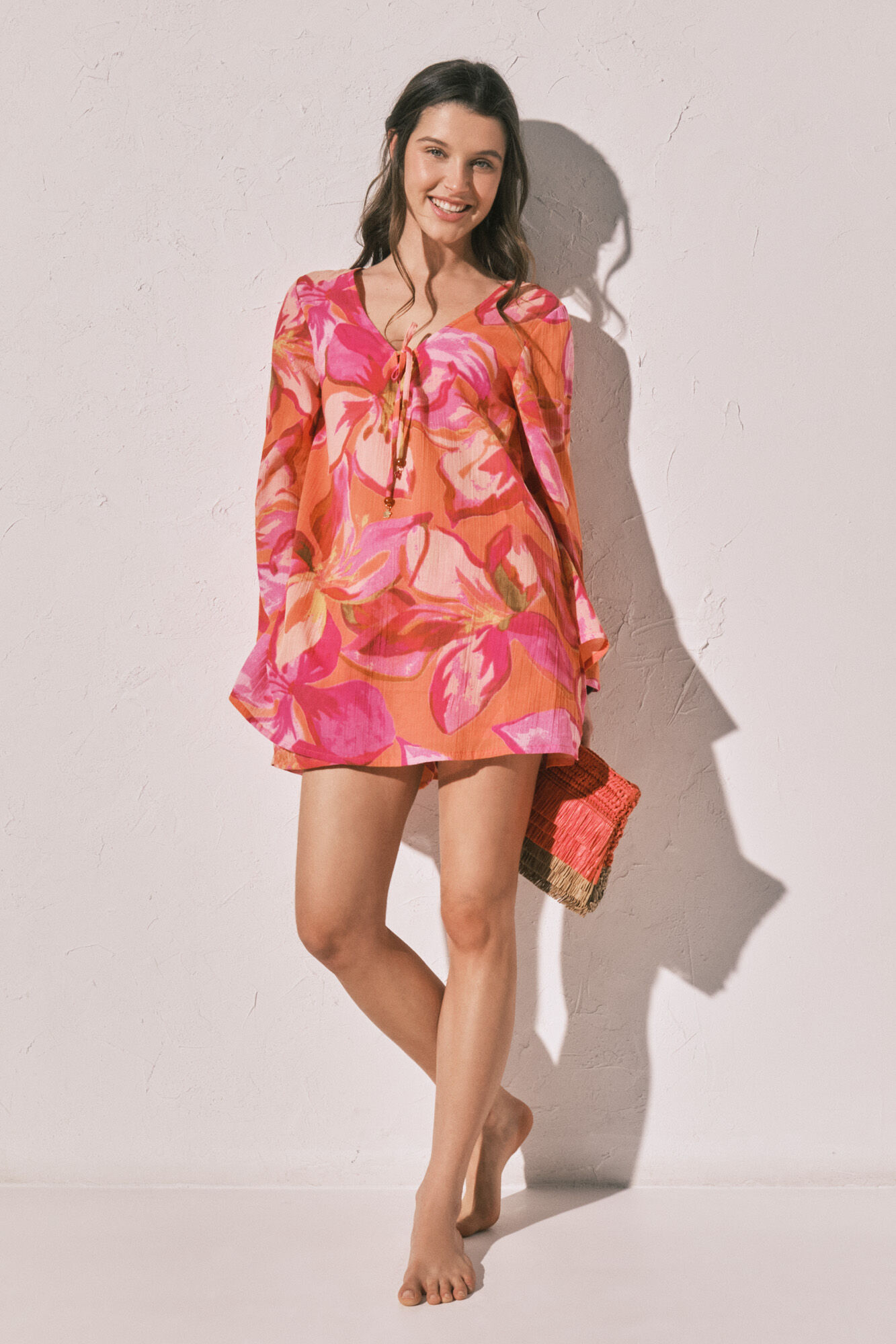 Women'secret Printed maxi floral short tunic dress