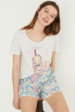 Womensecret Short 100% cotton pyjamas with floral Garfield print grey
