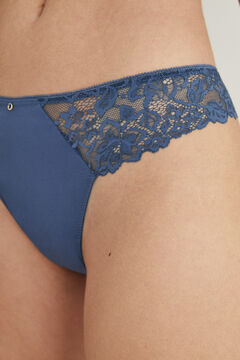 Womensecret Blue microfibre and lace Brazilian panty blue