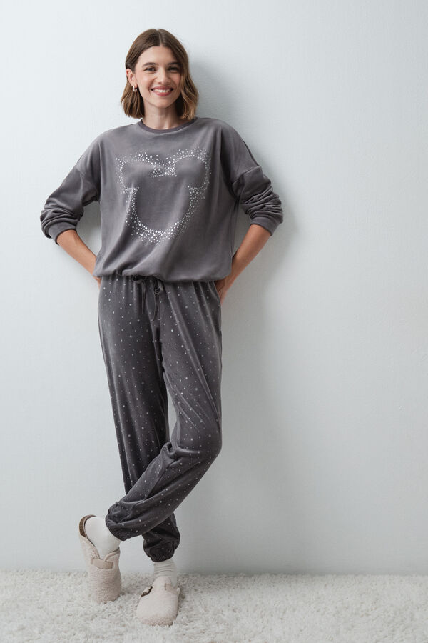 Women'secret Velour Mickey glitter pyjamas grey