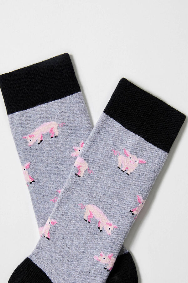 Besocks Calcetines altos de algod&oacute;n org&aacute;nico color gris gris