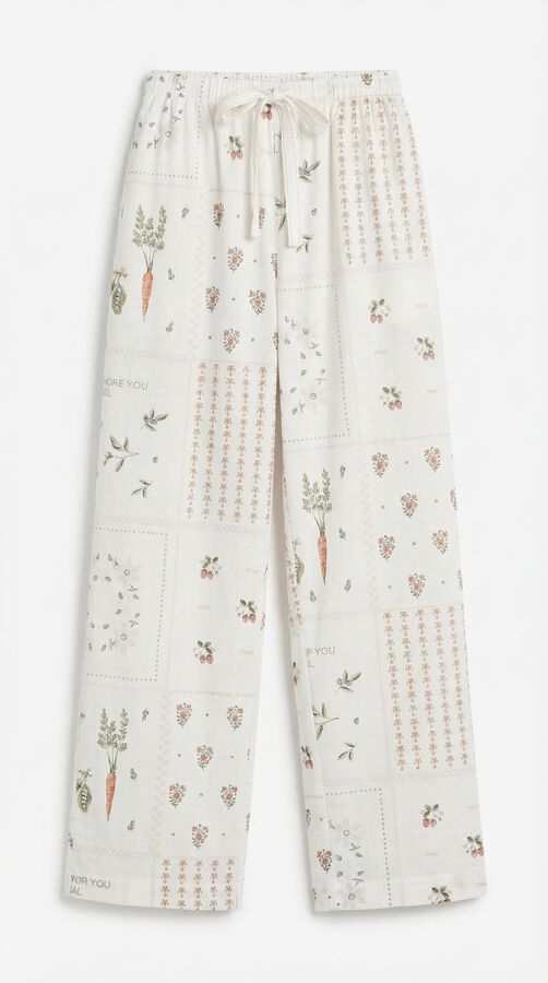 Women'secret Duge pantalone od pamuka sa cvetnim printom Print