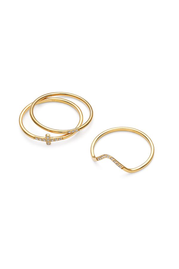 Singularu Pack 3 Sparks gold steel rings imprim&eacute;