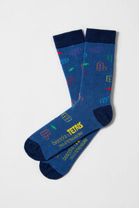 Besocks Calcetines altos Besocks de TETRIS de algod&oacute;n org&aacute;nico color azul