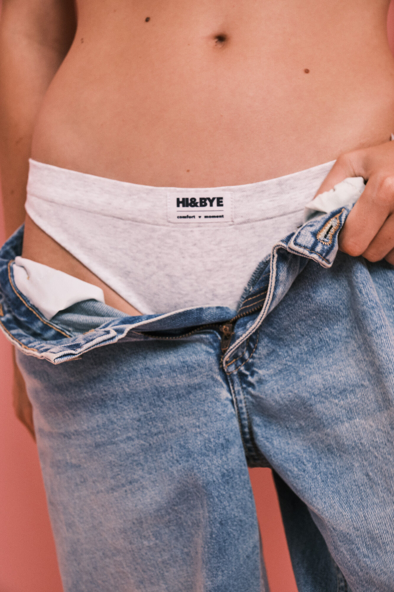 HI&BYE Grey seamless ribbed classic panty
