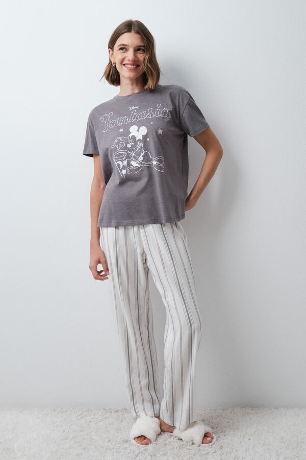Women'secret Striped short sleeve Mickey pyjamas grey
