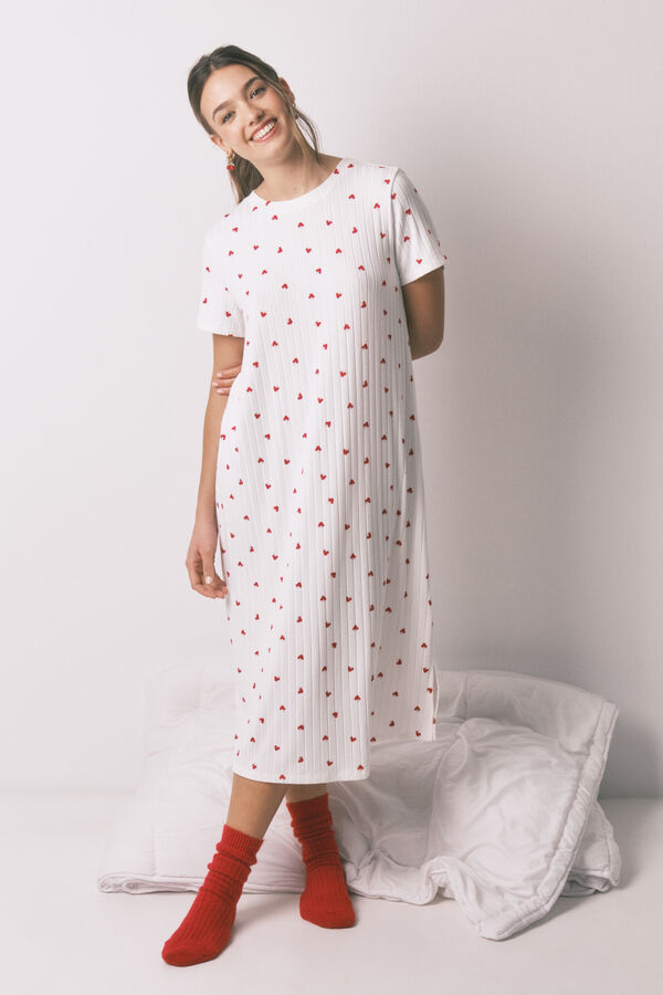 Women'secret Mickey Cherry print nightgown white
