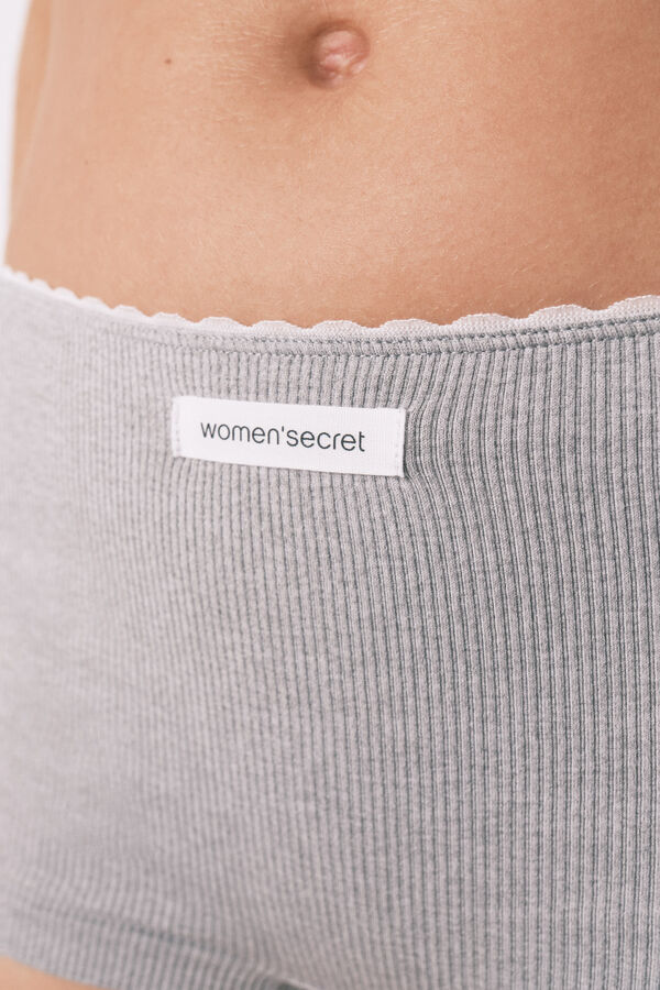 Women'secret Grey seamless ribbed boxer panty grey