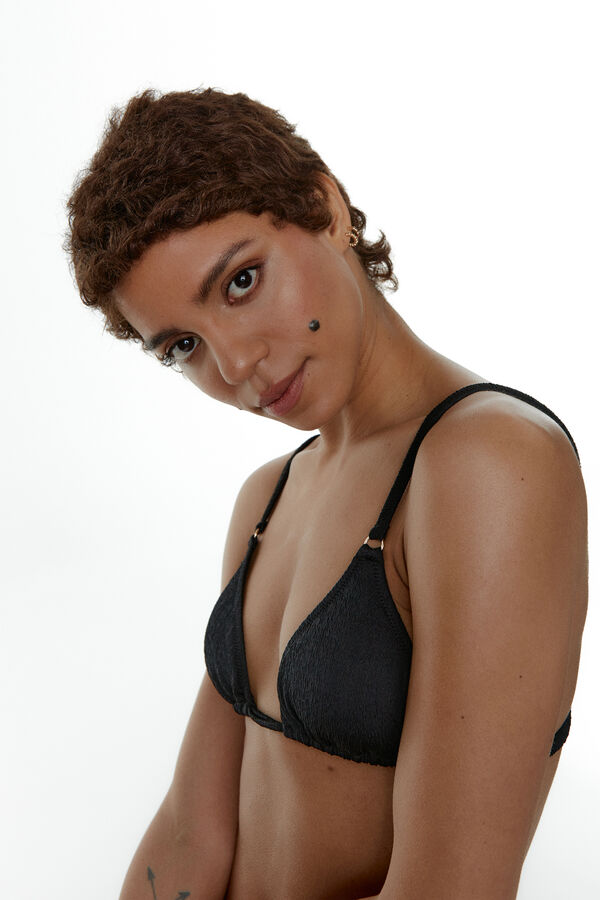 Womensecret Top bikini triangular de tejido jacquard Lottie Black negro