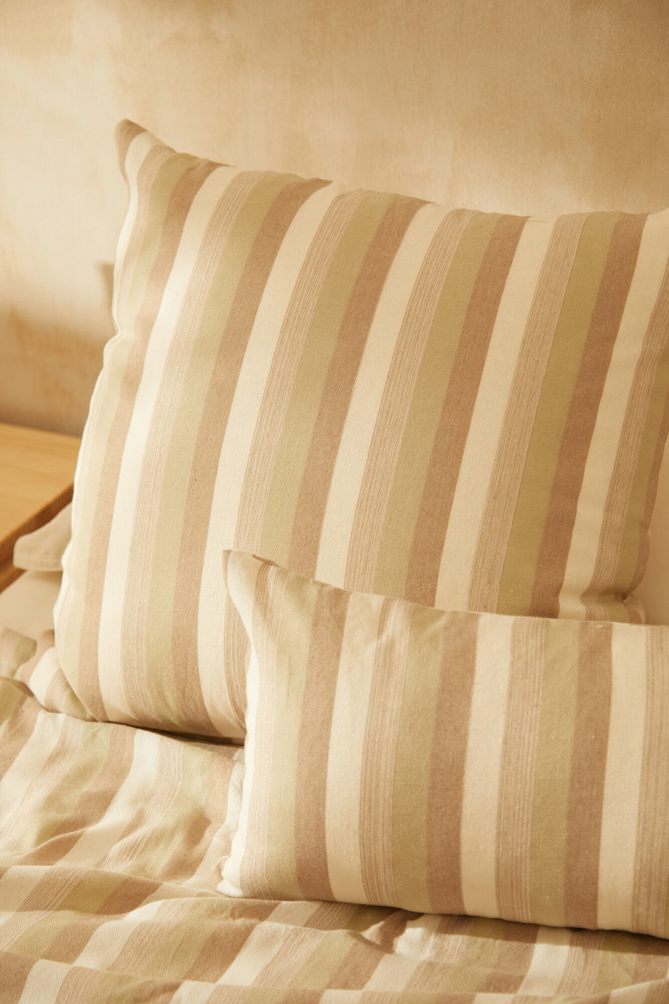 Calma House Funda de coj&iacute;n de algod&oacute;n a rayas verdes Luxor 60x60