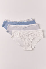 Women'secret Pack 3 cotton wide floral lace panties printed
