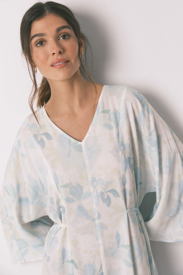 Women'secret Long wrap nightgown with belt beige