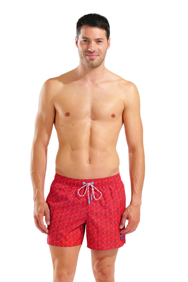 Arena Umbrella print beach swimwear red