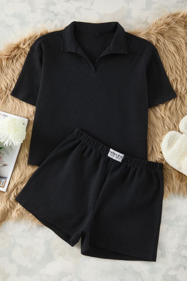 Trendyol Conjunto de pijama corto polo canal&eacute; gris