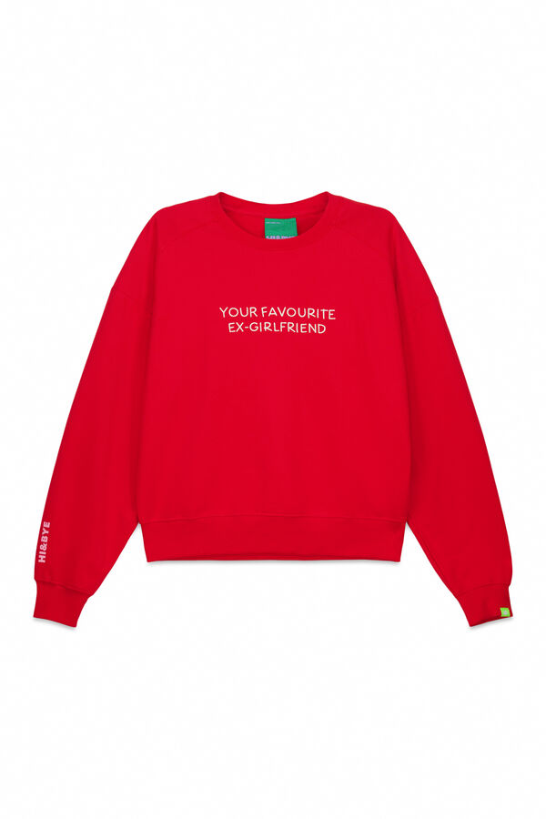 HI&BYE Red cotton terry short plain sweatshirt red