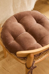 Calma House Brown Velvet Round Chair Cushion Velour nude