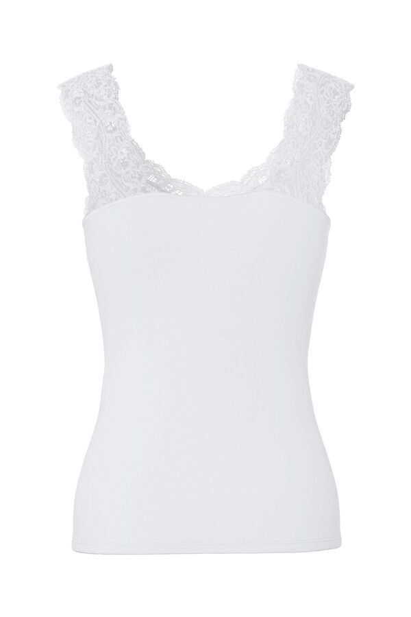 Pieces Top with lace detail white