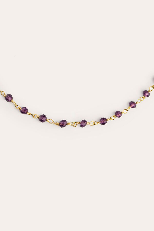 Singularu Colar Crystals Lavande de prata com banho de ouro estampado