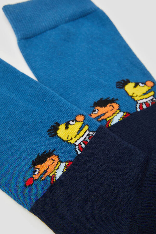 Besocks Meias altas Besocks da Vila Sésamo em algodão orgânico azul azul