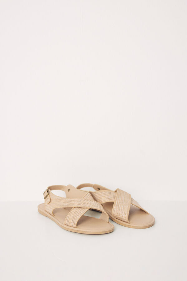 Womensecret Flat sand crossed sandal nude