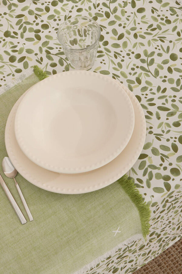Textura Leaf print stain-resistant tablecloth 160 x 250 cm. green