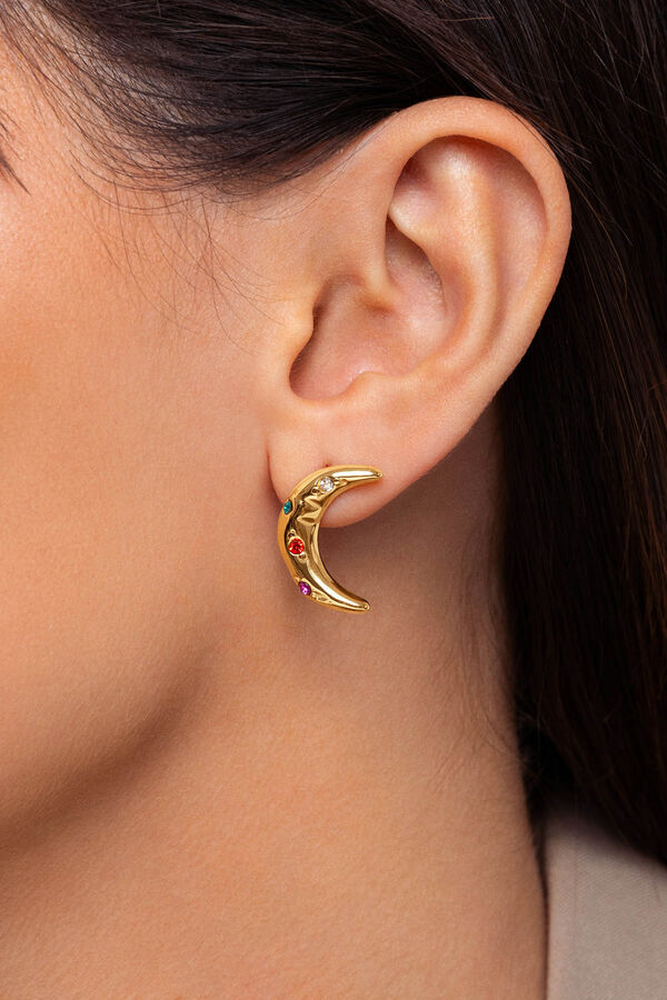 Womensecret Luna Colours gold-plated steel hoop earrings Žuta