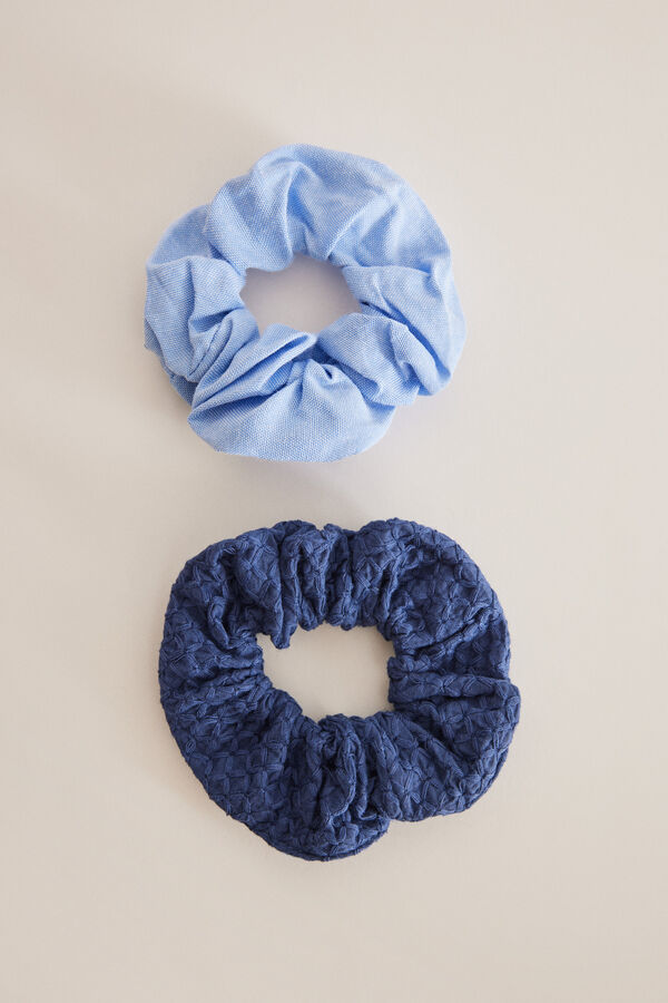 Womensecret Kék és farmer nagyméretű szövet hajgumik, 2 db-os csomag kék