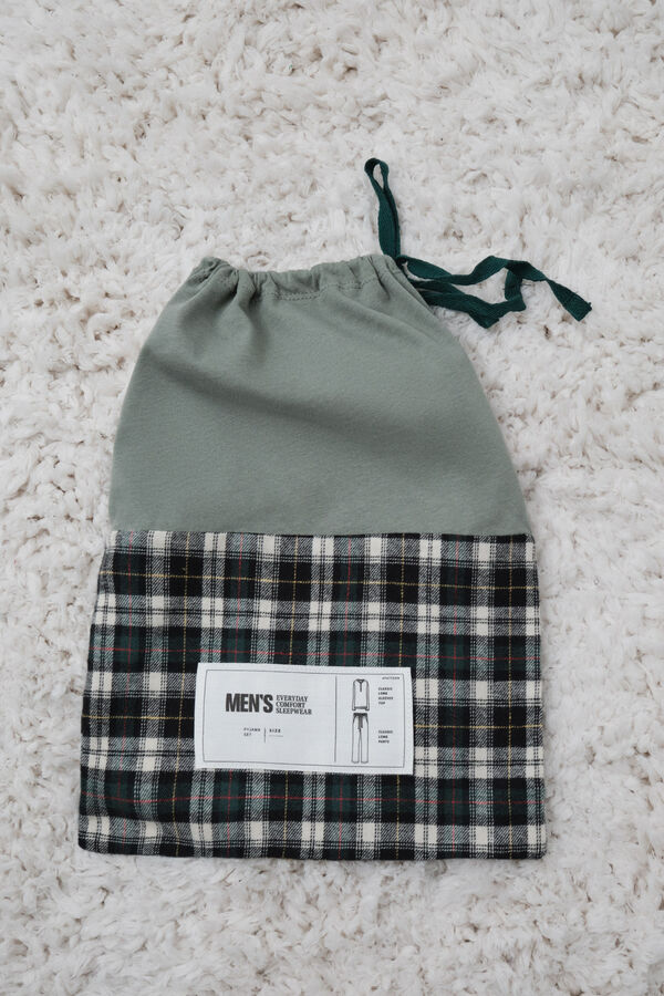Women'secret Green cotton plaid men's pyjamas green