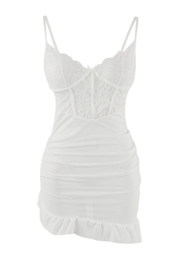 Trendyol Babydoll poli&eacute;ster corte recto blanco
