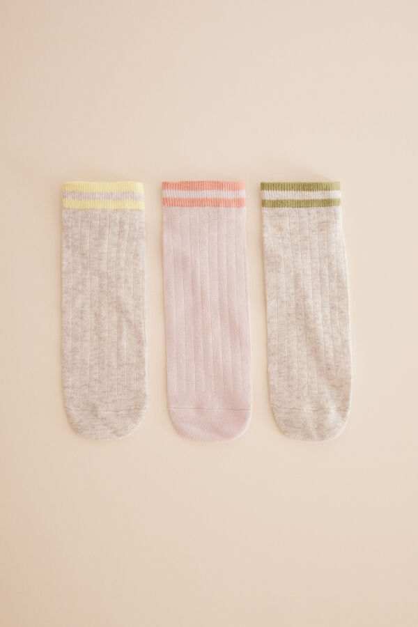 Womensecret 3-pack short cotton sports socks printed
